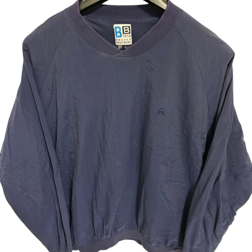 Vintage Brooks Brothers Golf Windbreaker Size Large V Neck Navy Blue